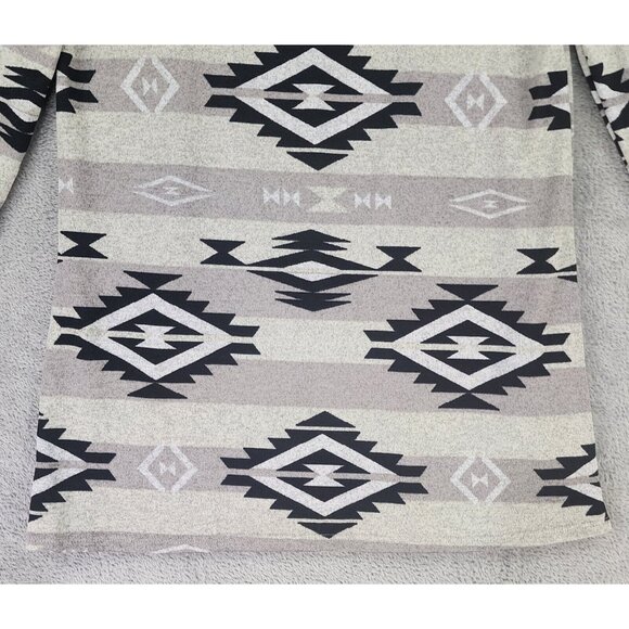 Living Doll Shirt Womens Large Gray Black Southwestern Long Sleeve Pullover Top - Picture 7 of 11